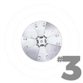 HoleMole #3 concrete core hole plug, 16-gauge galvanized steel with one-way flaps, sized for 4.5″–6.75″ cored holes.